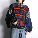 "Re:make" knit docking half zip track pullover