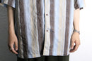 “STACY ADAMS” botanical stripe design S/S shirt
