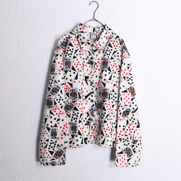 trump pattern cotton shirt jacket
