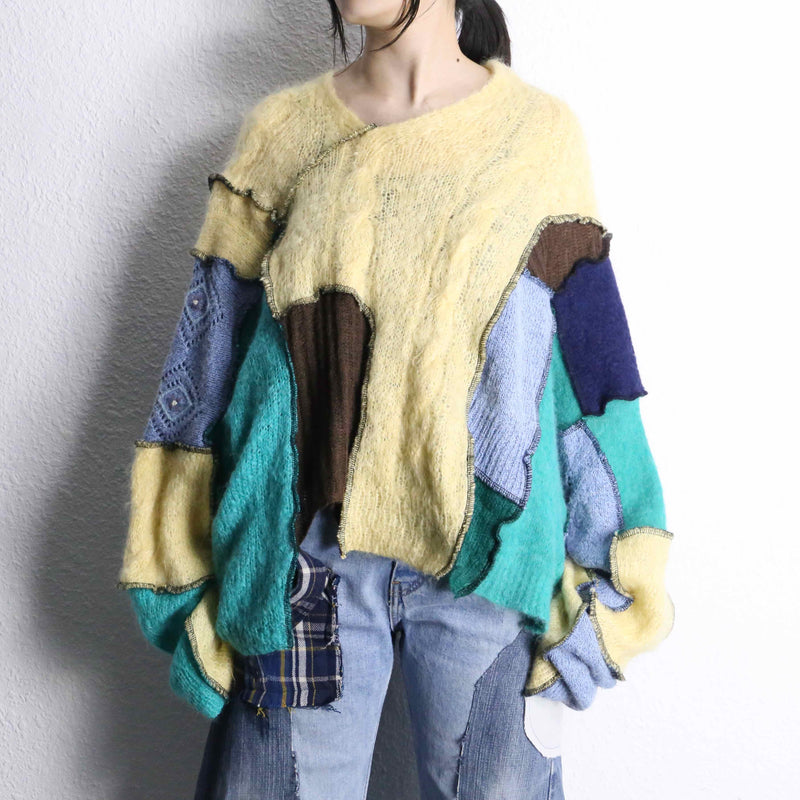 "Re:make" random docking wide sleeve knit