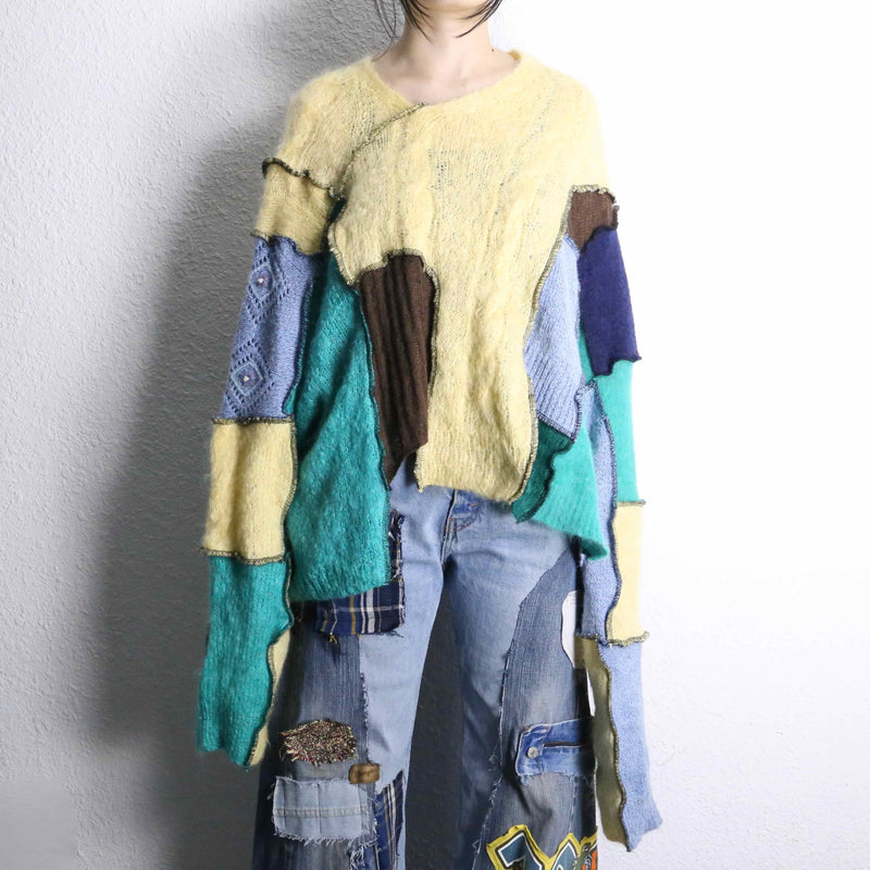 "Re:make" random docking wide sleeve knit