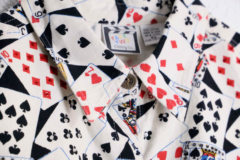 trump pattern cotton shirt jacket