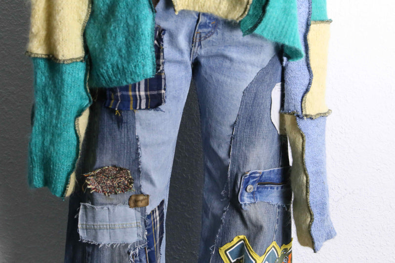 "Re:make" random docking wide sleeve knit