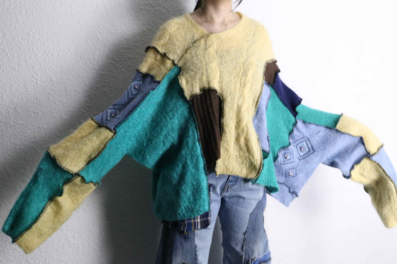 "Re:make" random docking wide sleeve knit