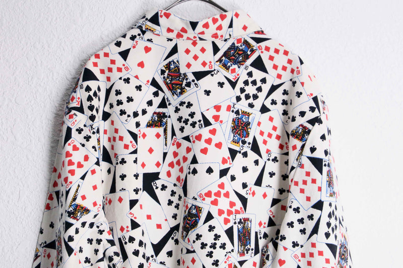 trump pattern cotton shirt jacket
