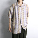 “STACY ADAMS” pastel stripe ramie S/S shirt