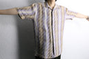 “STACY ADAMS” pastel stripe ramie S/S shirt