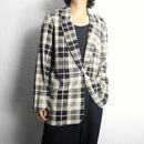 country check linen×rayon easy tailored jacket