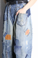 ・“Re:make” damage design wide straight denim