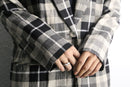 country check linen×rayon easy tailored jacket