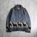 wolf pattern fleece zip jacket