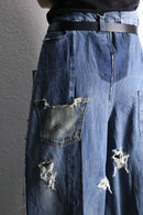 ・“Re:make” damage design wide straight denim