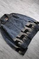 wolf pattern fleece zip jacket
