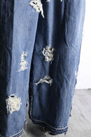 ・“Re:make” damage design wide straight denim