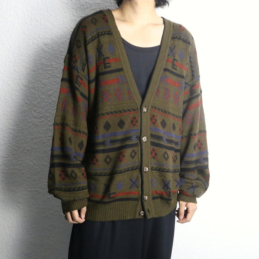 native jacquard pattern cardigan