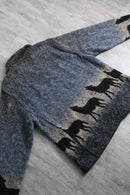 wolf pattern fleece zip jacket