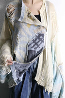 ''Re:make''damage knit zip cardigan