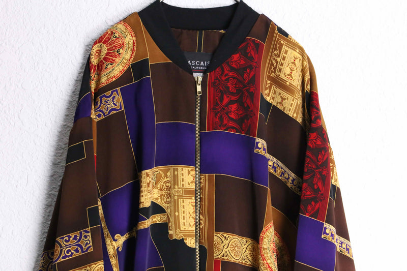 total scarf pattern dazzling polyester blouson