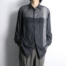 “claiborne”monochrome abstract grid rayon shirt