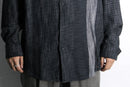 “claiborne”monochrome abstract grid rayon shirt