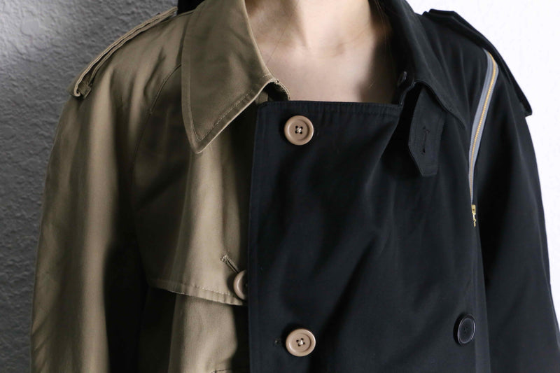 “Re:make” beige × black zip trench coat