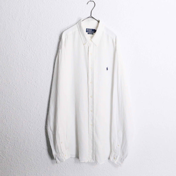 "Polo by RalphLauren" white refinement linen L/S shirt