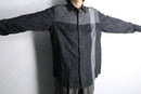 “claiborne”monochrome abstract grid rayon shirt