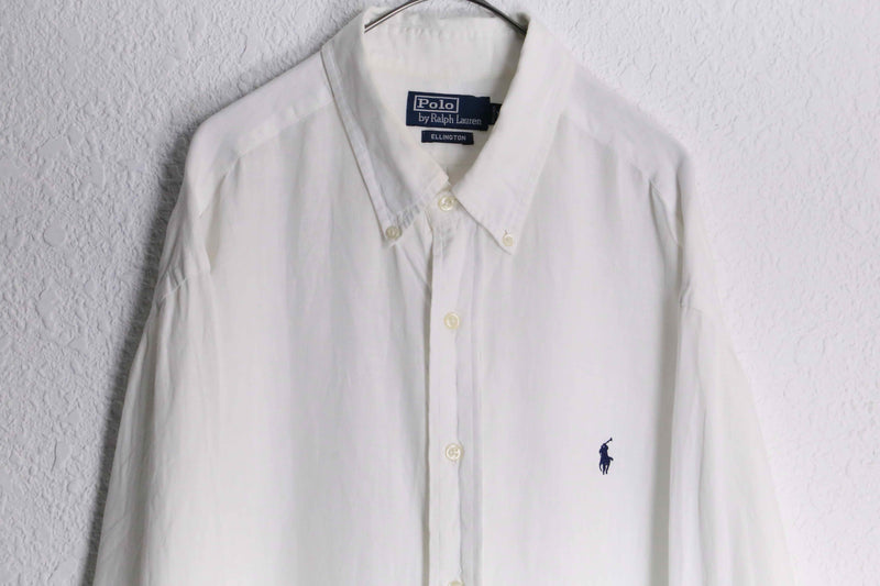 "Polo by RalphLauren" white refinement linen L/S shirt