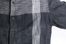 “claiborne”monochrome abstract grid rayon shirt