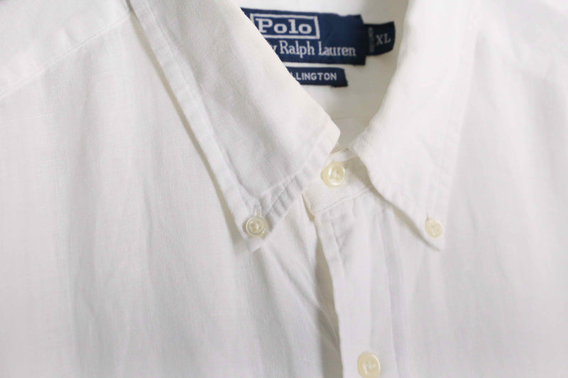 "Polo by RalphLauren" white refinement linen L/S shirt