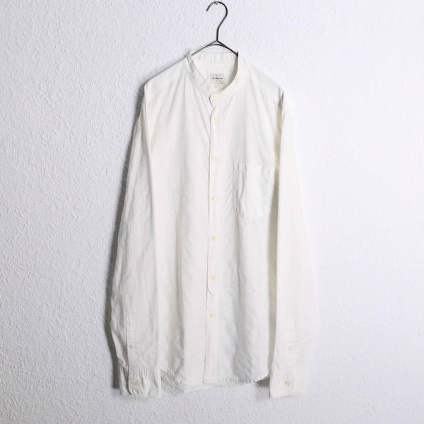 "Calvin Klein" white cotton no collar L/S shirt