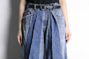 ”Re:make” patchwork stripe denim wide pants