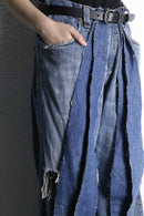 ”Re:make” patchwork stripe denim wide pants