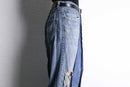 ”Re:make” patchwork stripe denim wide pants