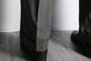 charcoal gray two-tuck wide slacks