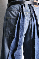 ”Re:make” patchwork stripe denim wide pants
