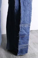 ”Re:make” patchwork stripe denim wide pants
