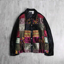 ”WHITE STAG” design patchwork velours jacket