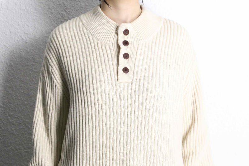 "L.L.Bean" henry neck cotton rib knit