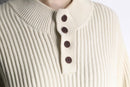 "L.L.Bean" henry neck cotton rib knit