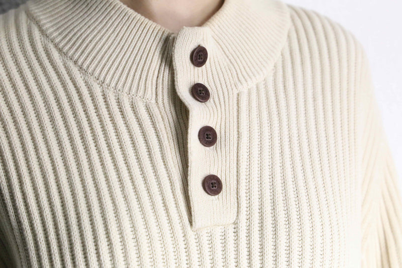 "L.L.Bean" henry neck cotton rib knit