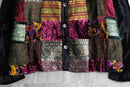 ”WHITE STAG” design patchwork velours jacket