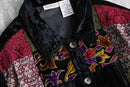”WHITE STAG” design patchwork velours jacket