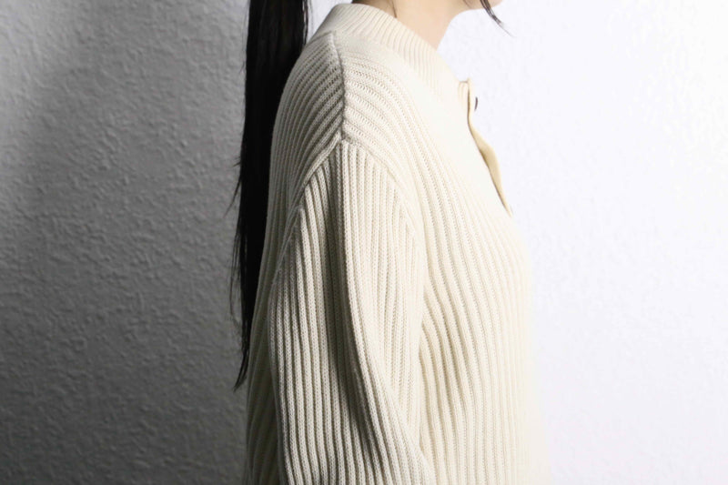 "L.L.Bean" henry neck cotton rib knit