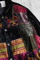 ”WHITE STAG” design patchwork velours jacket