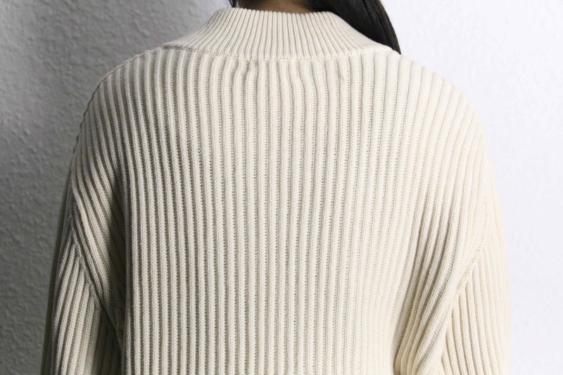 "L.L.Bean" henry neck cotton rib knit