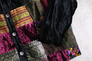 ”WHITE STAG” design patchwork velours jacket
