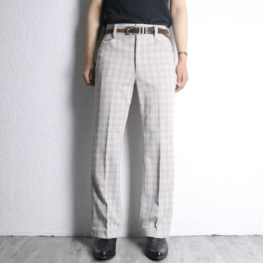 70's “FARAH” check semi flare pants