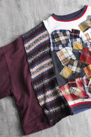 “Re:make”patchwork memory cropped sweat