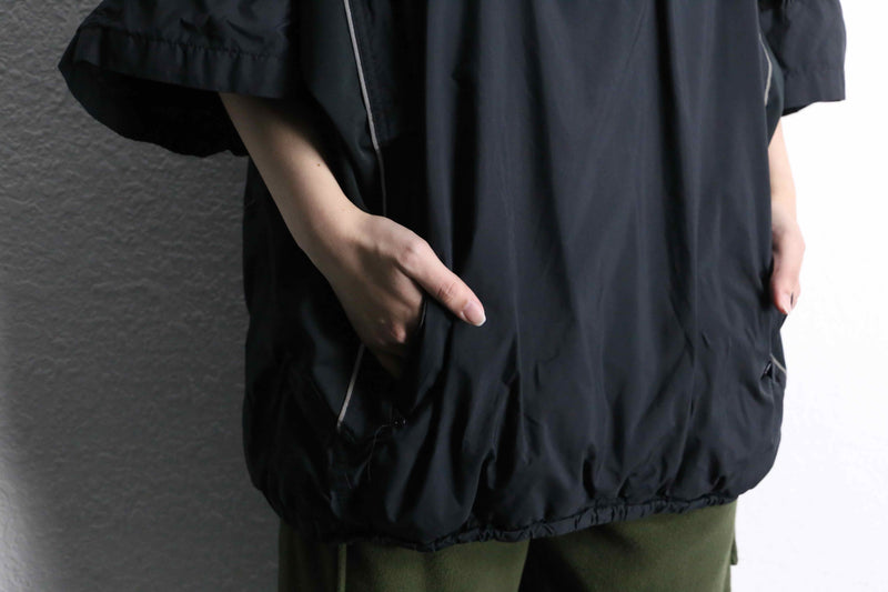 black poly half-zip pullover